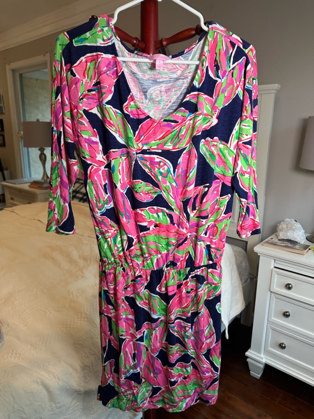 LILLY PULITZER Cara In The Vias Blouson Dolman Boat Neck Mini Dress Size S